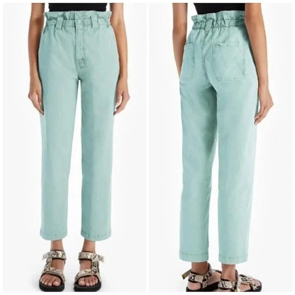 Mother The yo-yo ruffle greaser ankle in deep sea wash